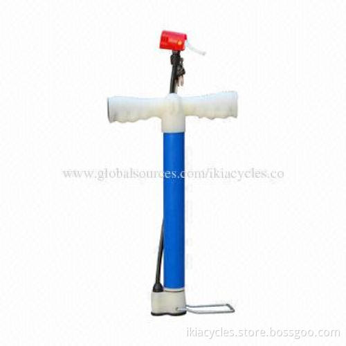 Small bicycle inflator with plastic finger handle with screw, 30mm diameter